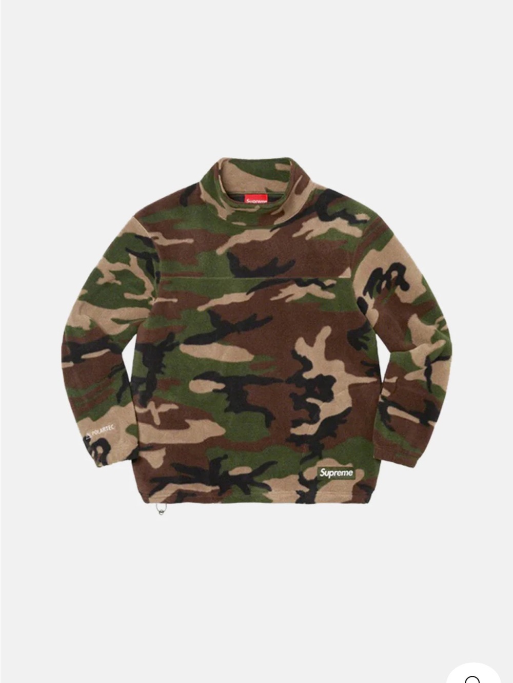 SUPREME POLARTEC MOCK NECK PULLOVER WOODLAND CAMO